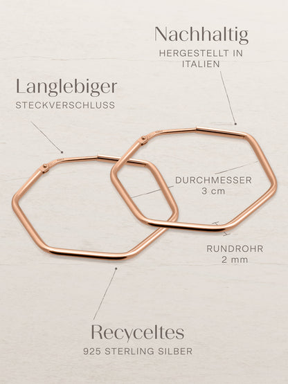 Creolen HEXAGON Dezent Roségold Vergoldet-4